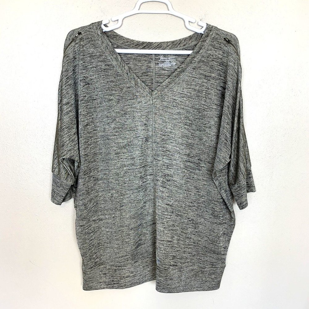 Lane Bryant Womens Blouse Dolman Sleeve V Neck Gold Metallic Pullover Knit 18 20